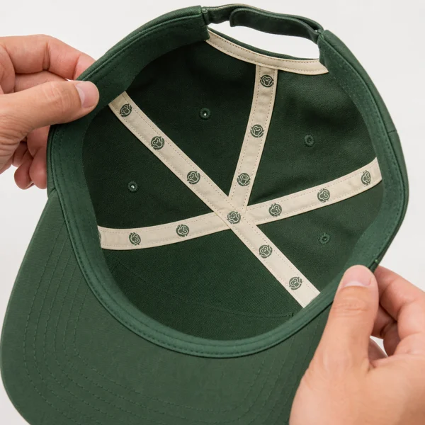 Branded seam tape headwear customization reference