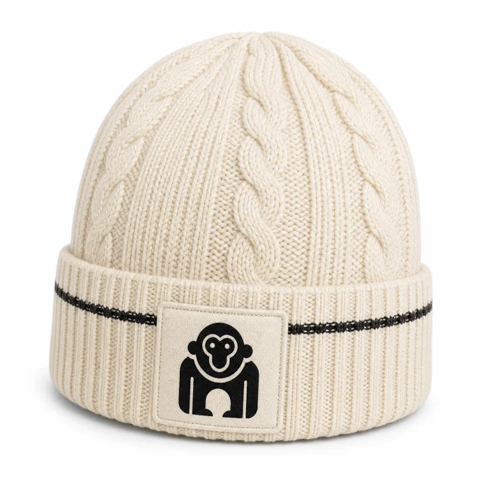 Cable-knit cuff beanie