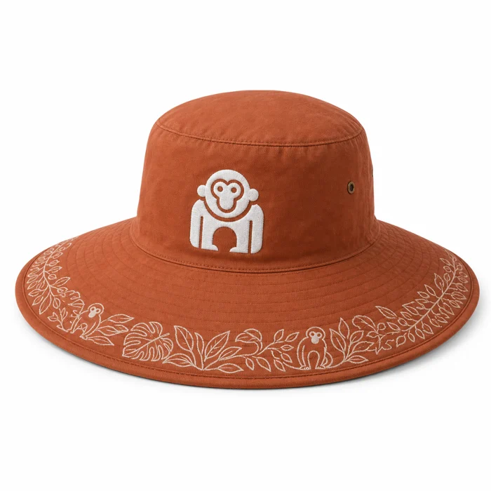 Printed wide-brim sun hat